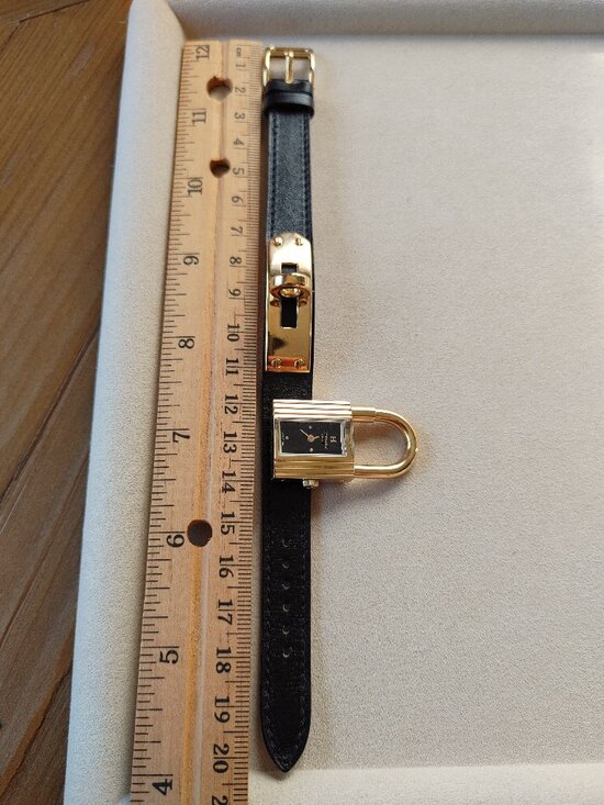 Hermes Kelly Padlock Watch Quartz 18k Yellow Gold Black Dial Leather Bracelet main image 4